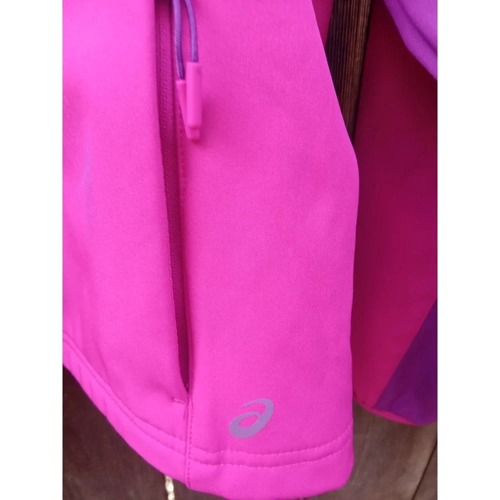 New Asics Woven Hooded Softshell Jacket Regular Fit Pink Womens Size M‎